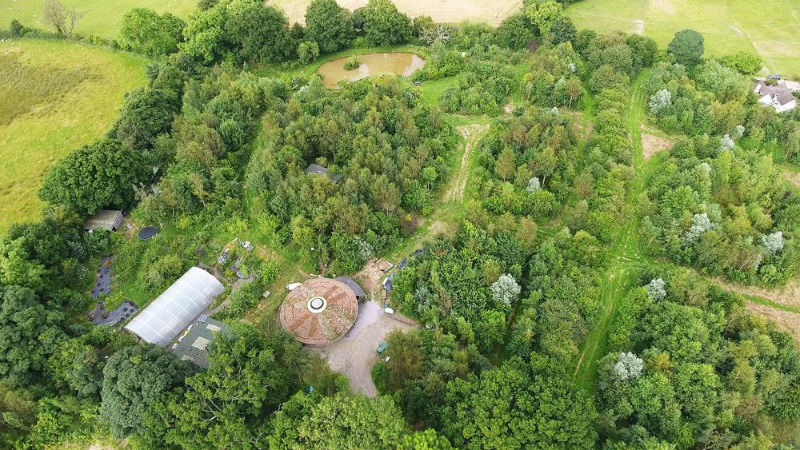 Aerial view of a forest garden